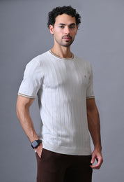 Classic Striped T-shirt with Tipping for Men