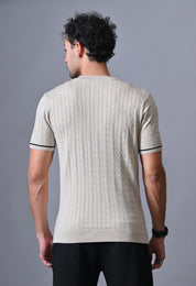 Classic T-shirt with Cable & Tipping for Men
