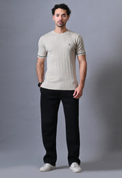 Classic T-shirt with Cable & Tipping for Men