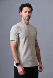 Classic T-shirt with Cable & Tipping for Men