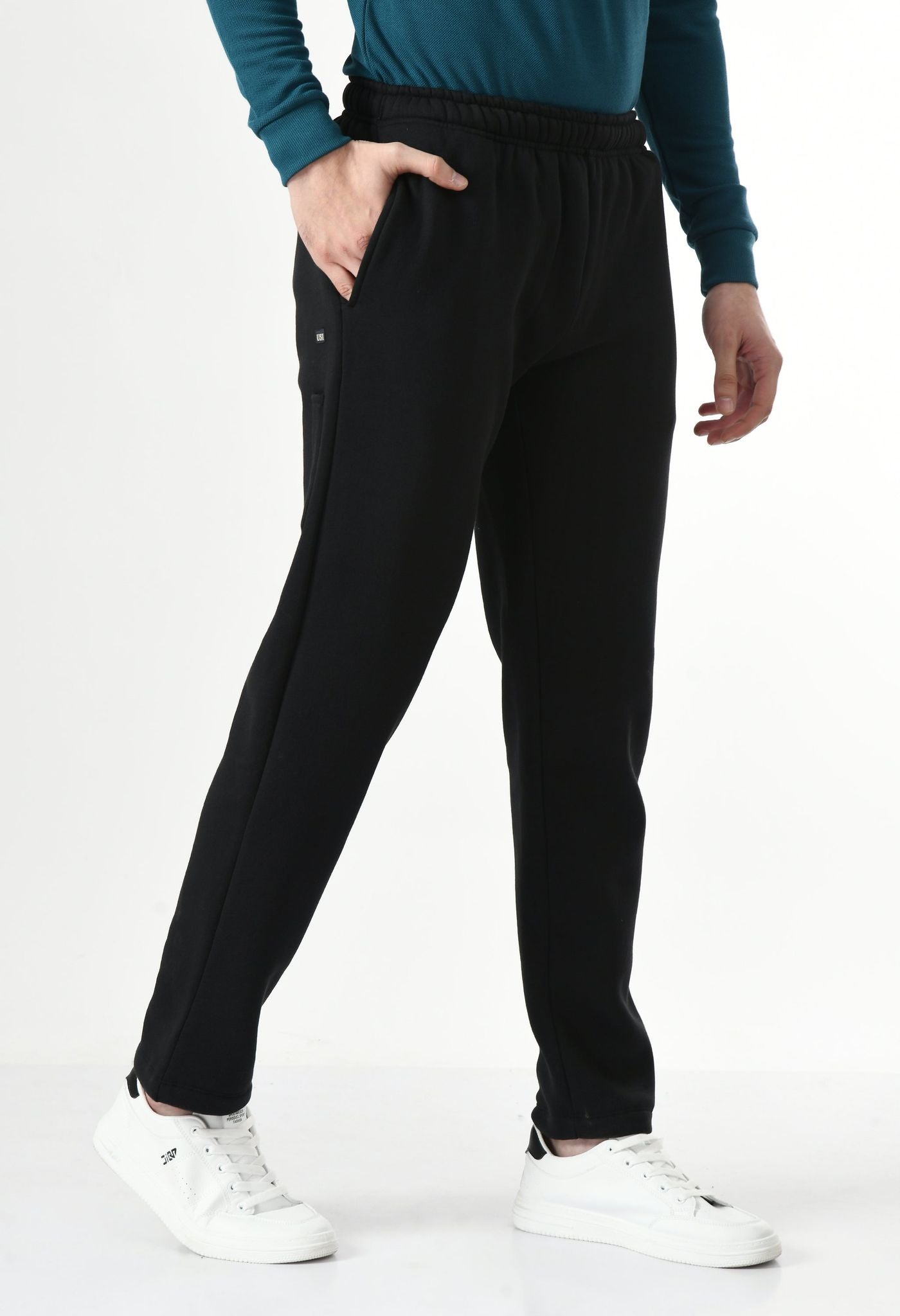 USI Men's Warm Cotton Fleece Trackpant | Super Soft, Comfortable | Regular fit - Zip & Pen Pocket