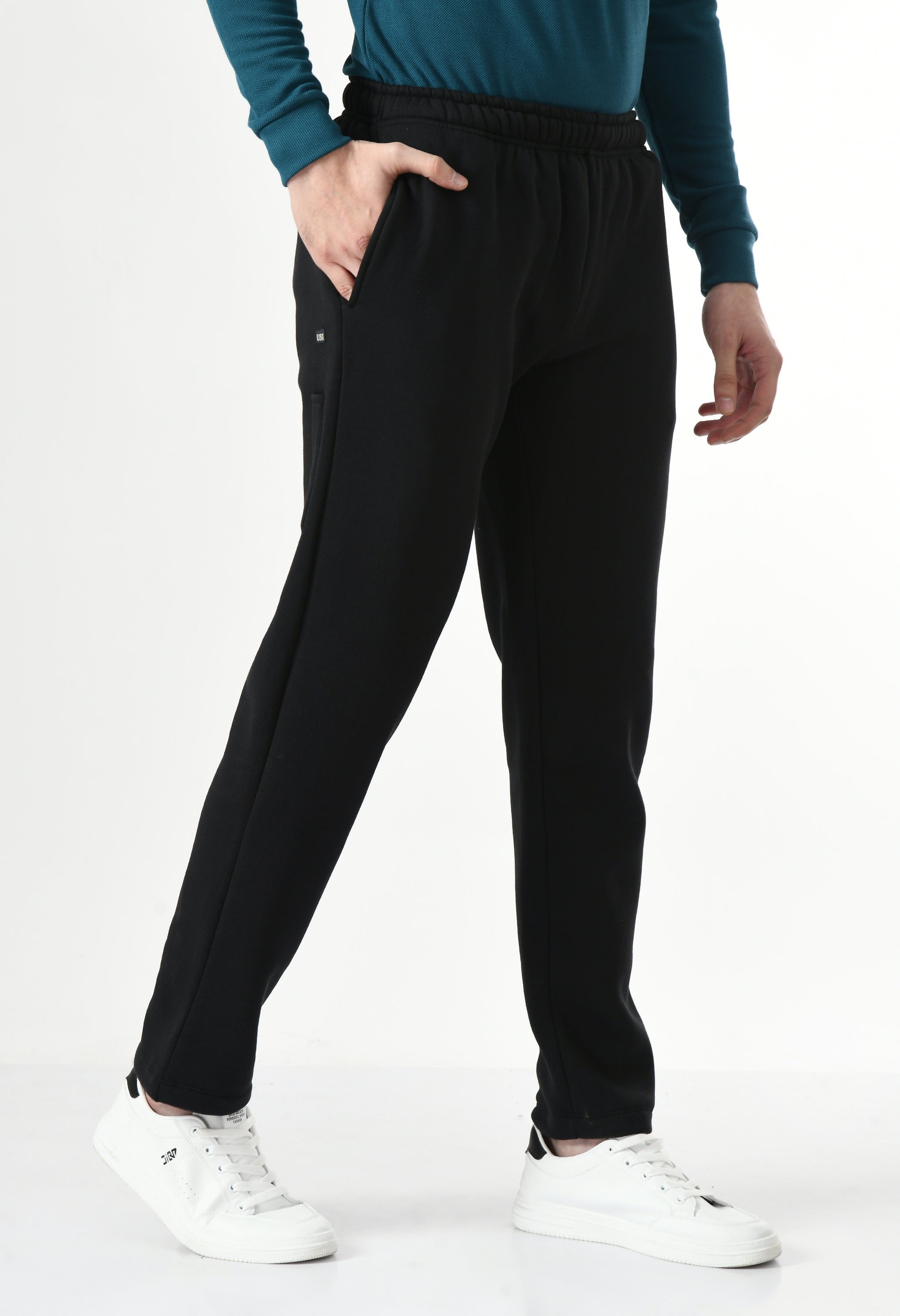 USI Men's Warm Cotton Fleece Trackpant | Super Soft, Comfortable | Regular fit - Zip & Pen Pocket
