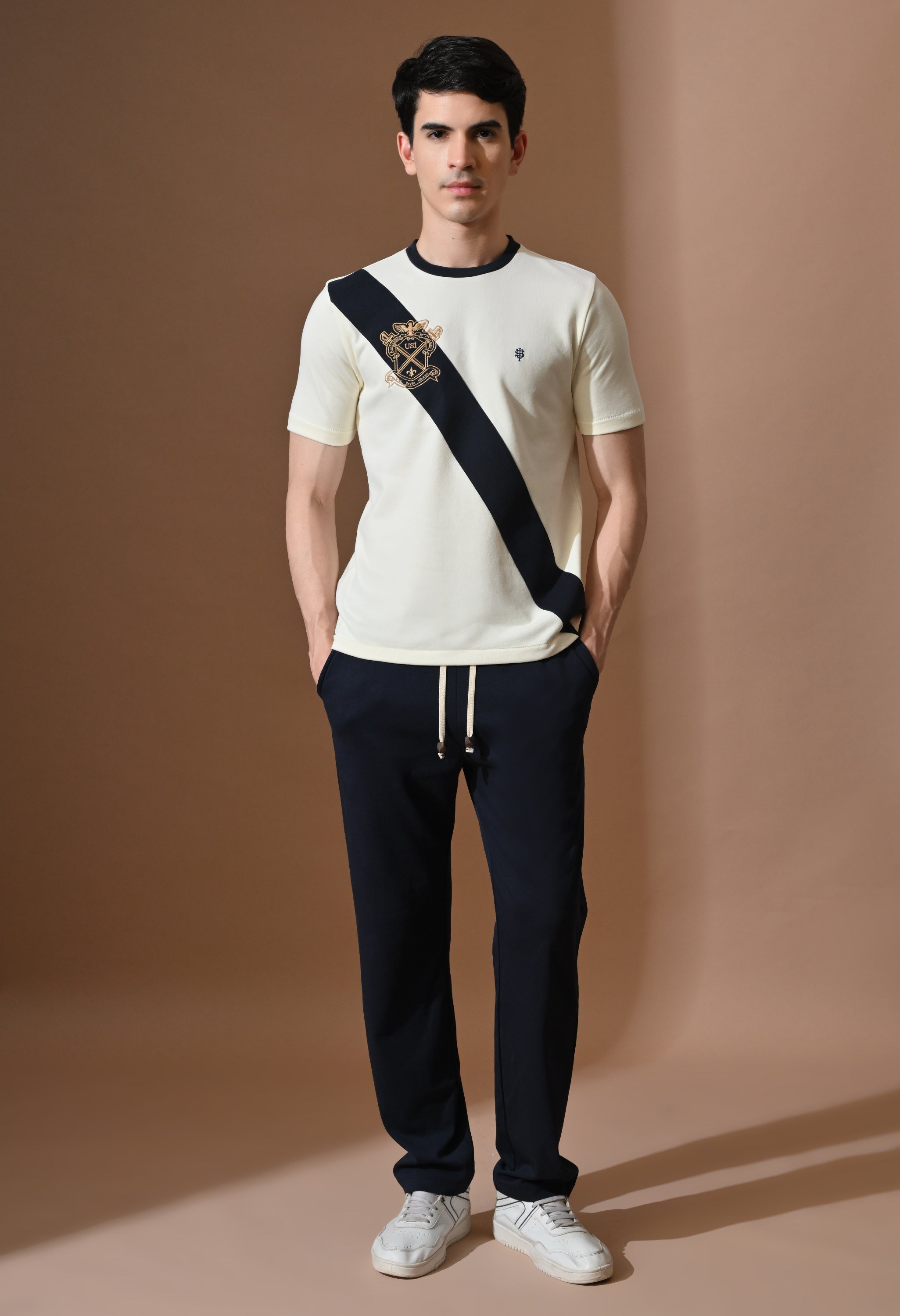 Terry Diagonal Striped T-shirt | High quality Cotton Terry
