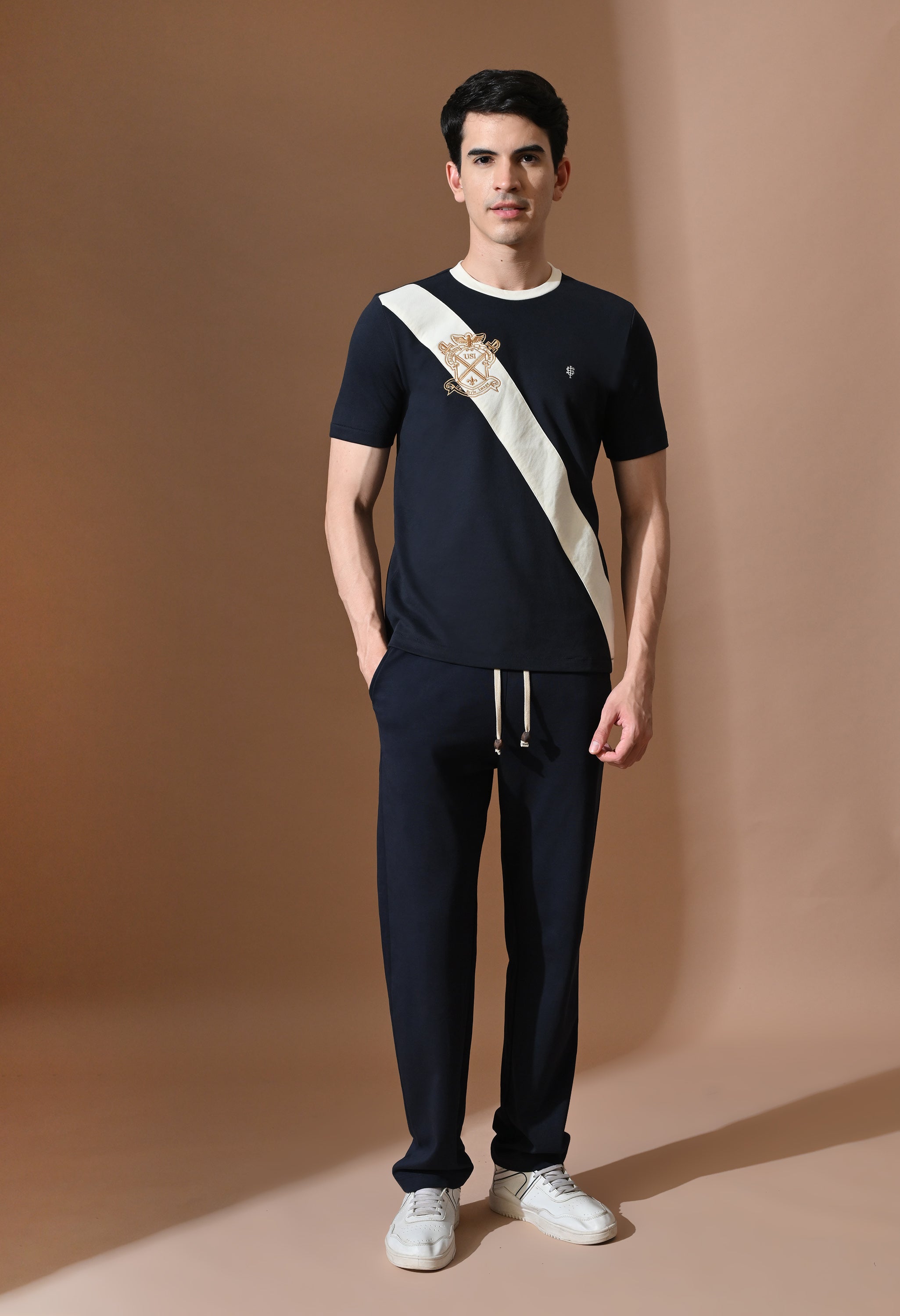 Terry Diagonal Striped T-shirt | High quality Cotton Terry