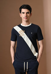 Terry Diagonal Striped T-shirt | High quality Cotton Terry