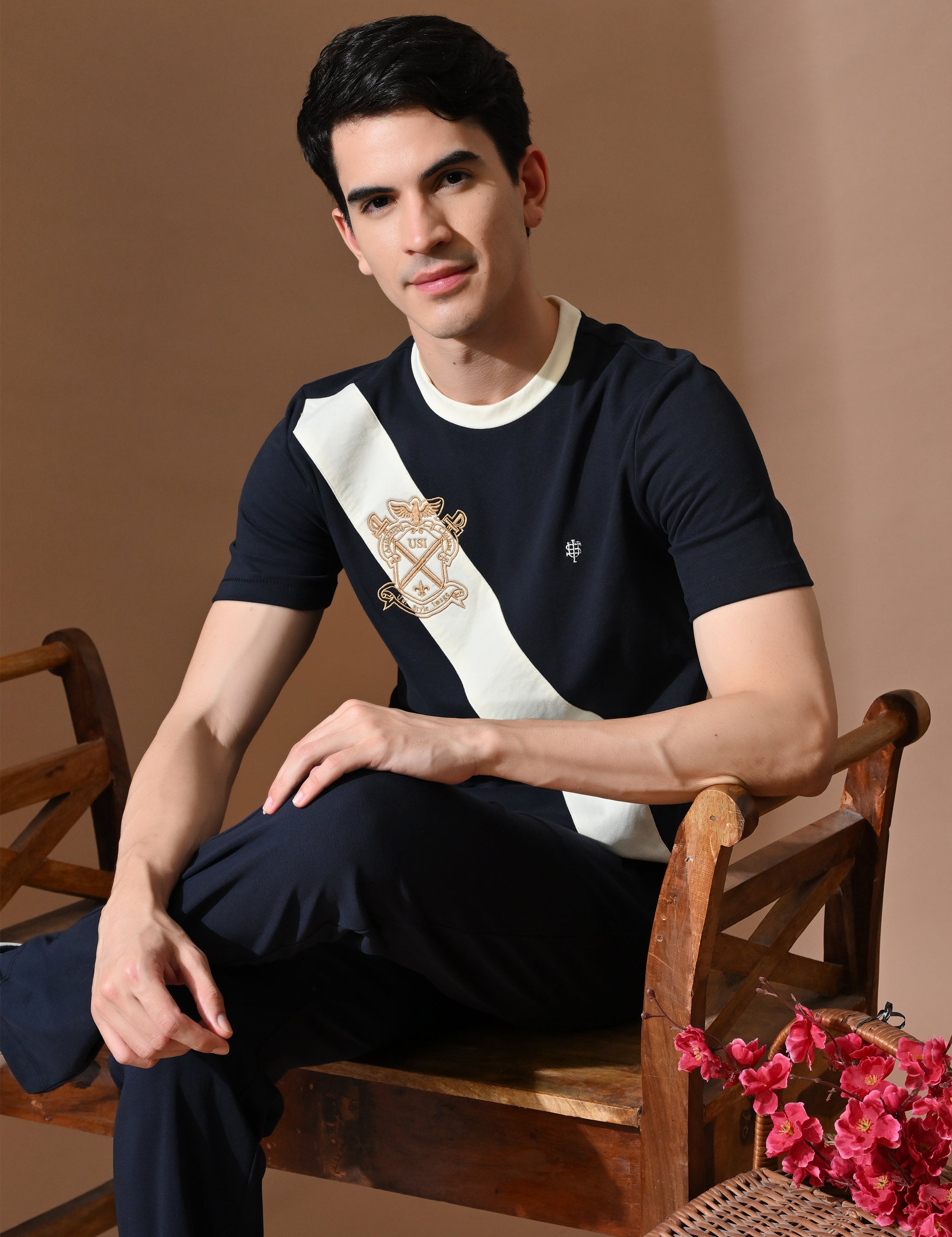 Terry Diagonal Striped T-shirt | High quality Cotton Terry