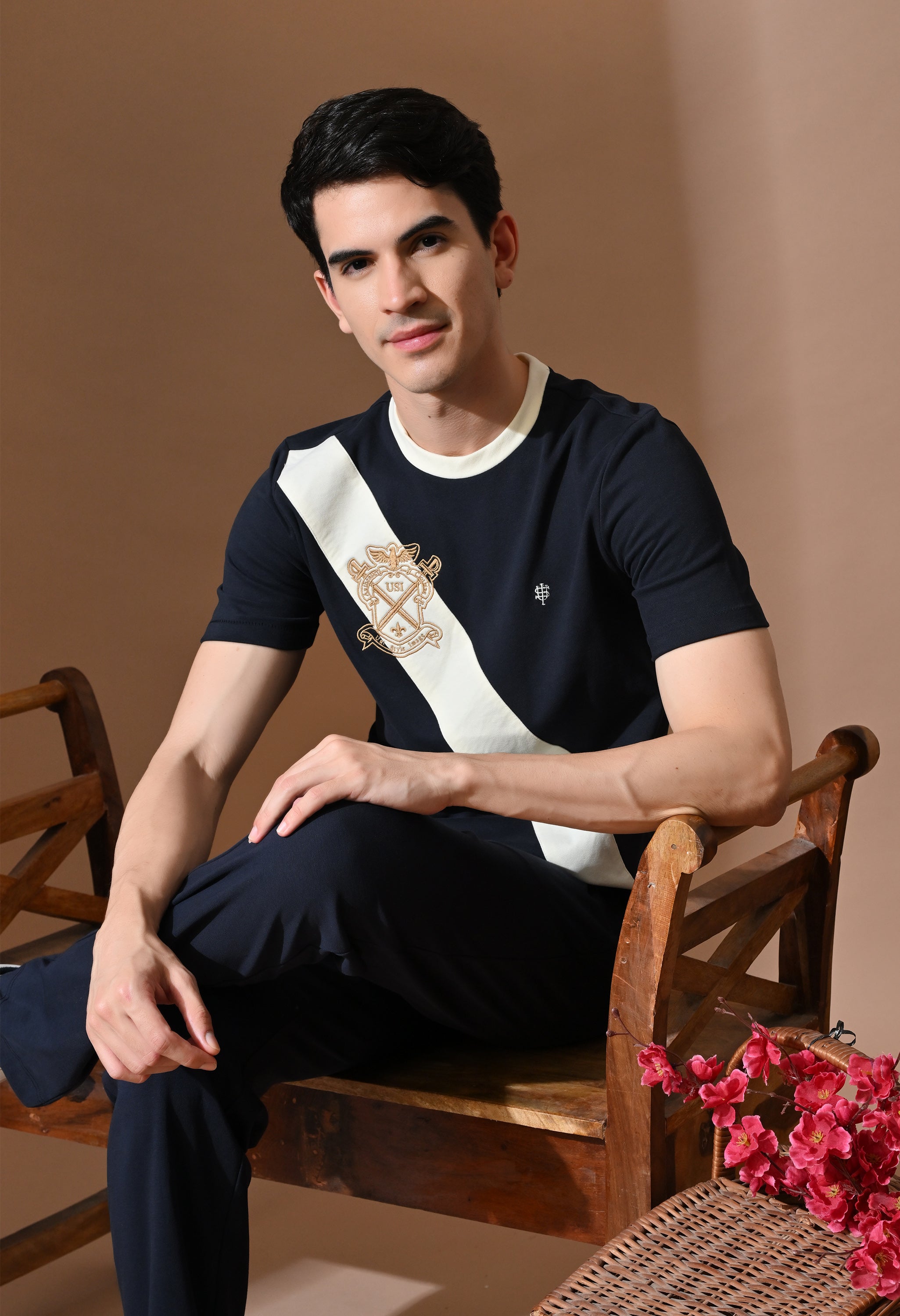 Terry Diagonal Striped T-shirt | High quality Cotton Terry