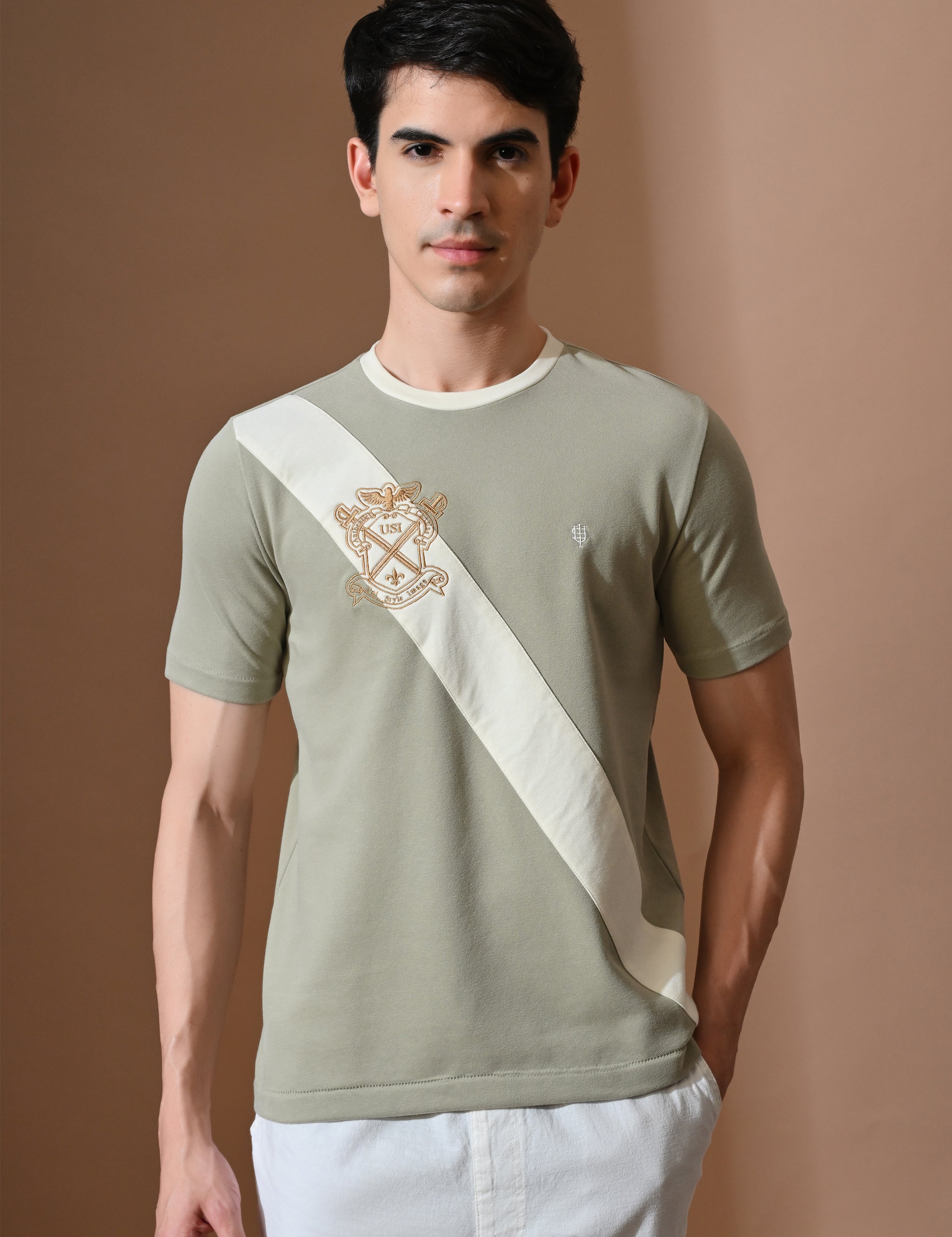 Terry Diagonal Striped T-shirt | High quality Cotton Terry