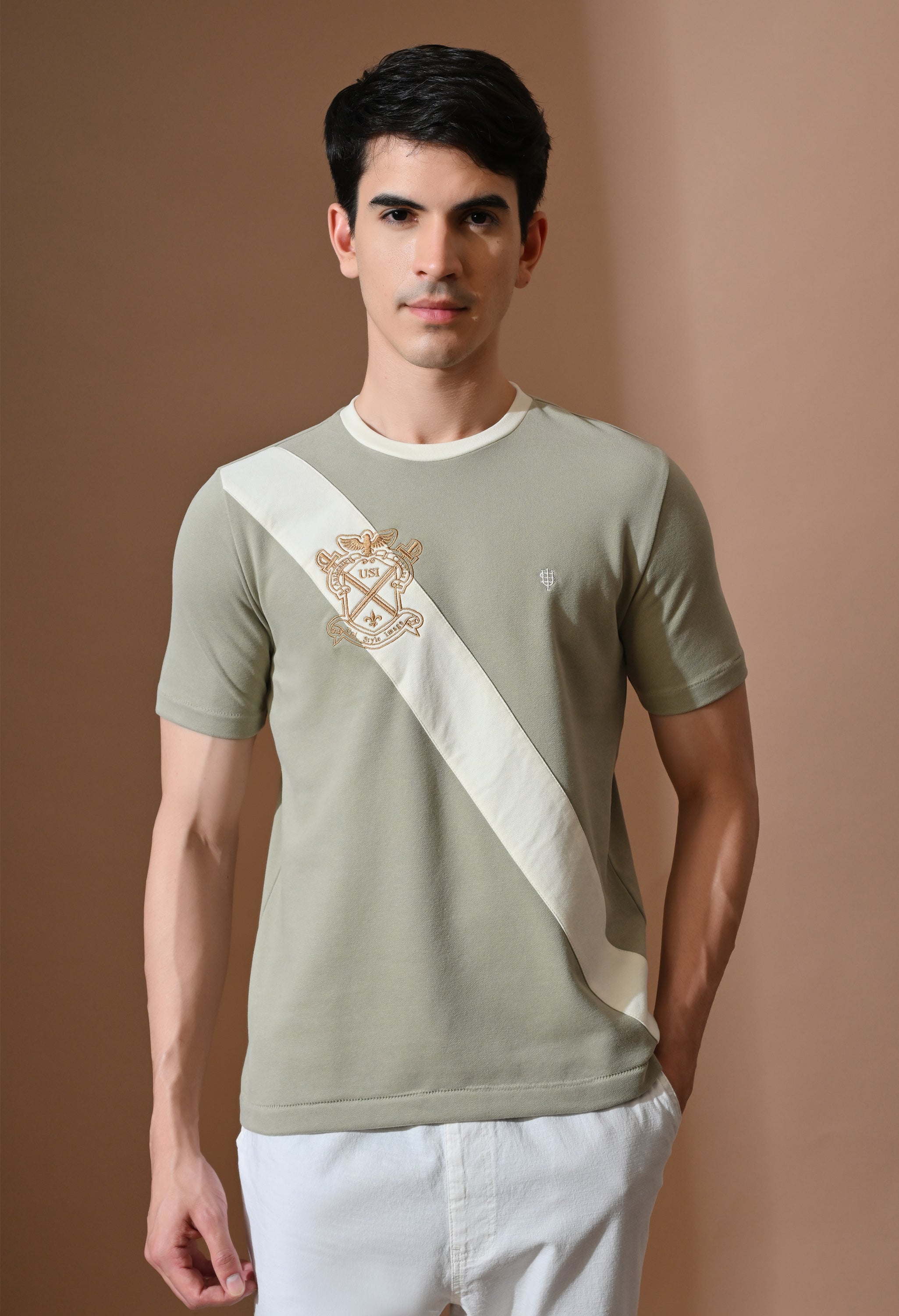 Terry Diagonal Striped T-shirt | High quality Cotton Terry