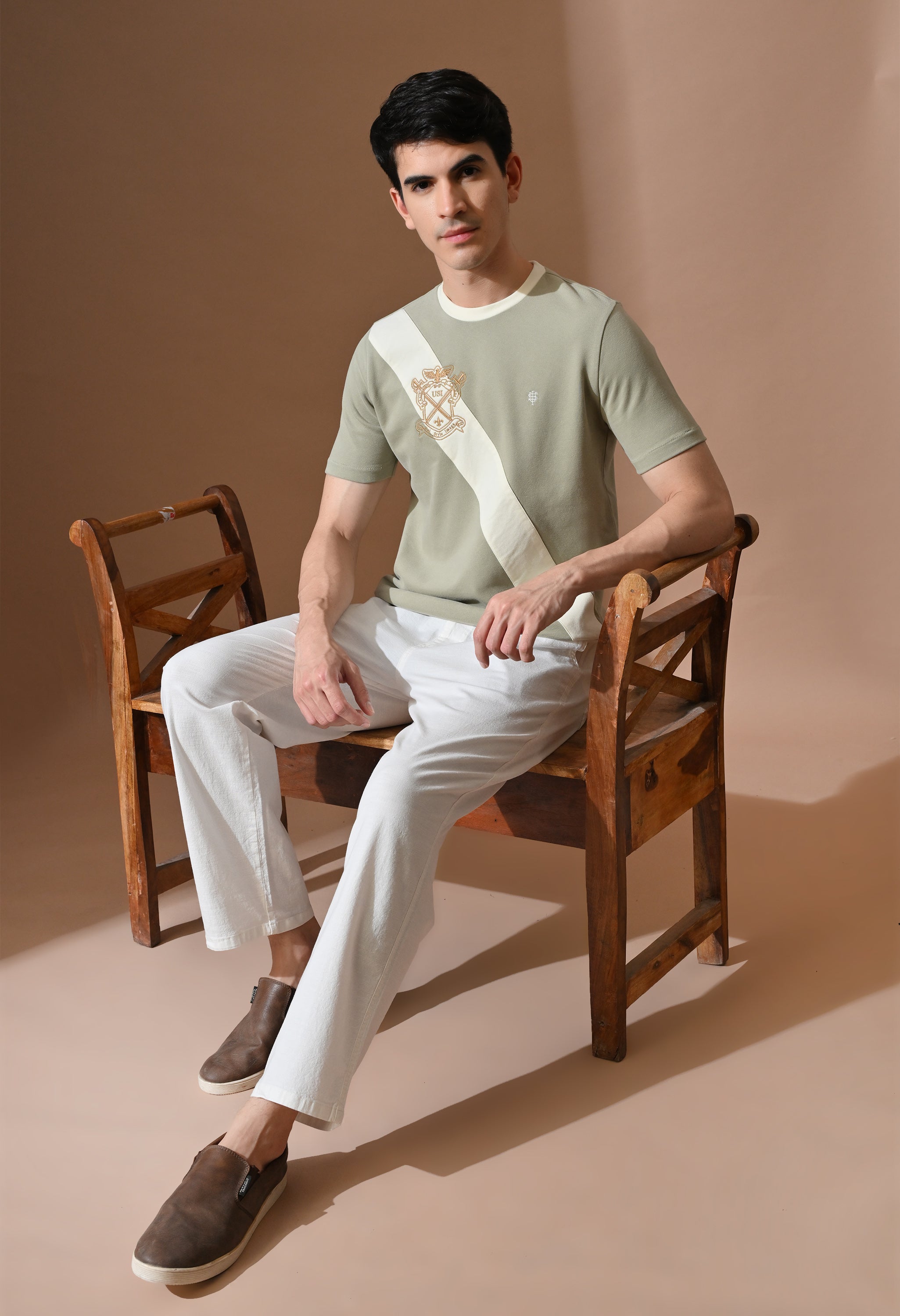 Terry Diagonal Striped T-shirt | High quality Cotton Terry