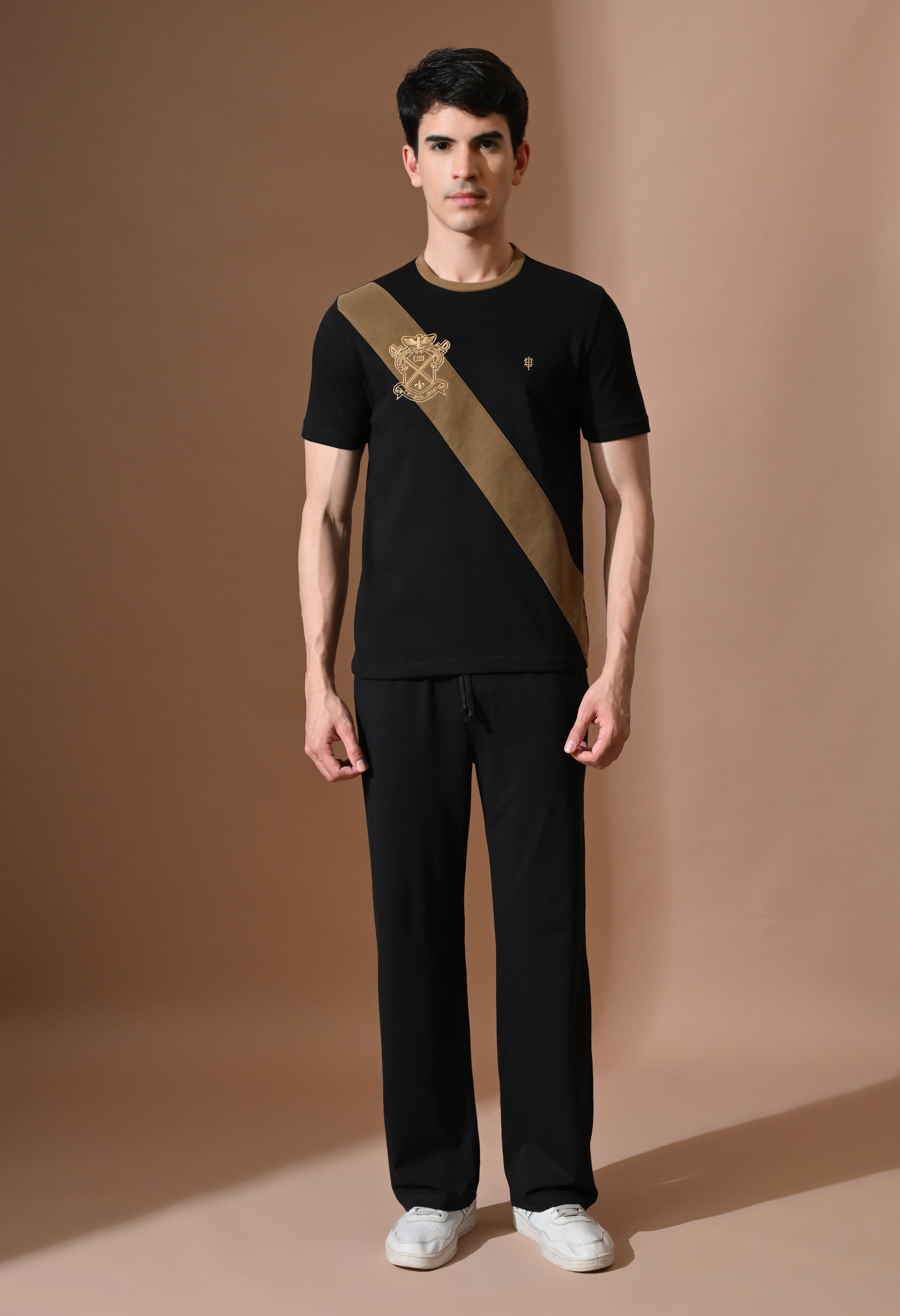 Terry Diagonal Striped T-shirt | High quality Cotton Terry