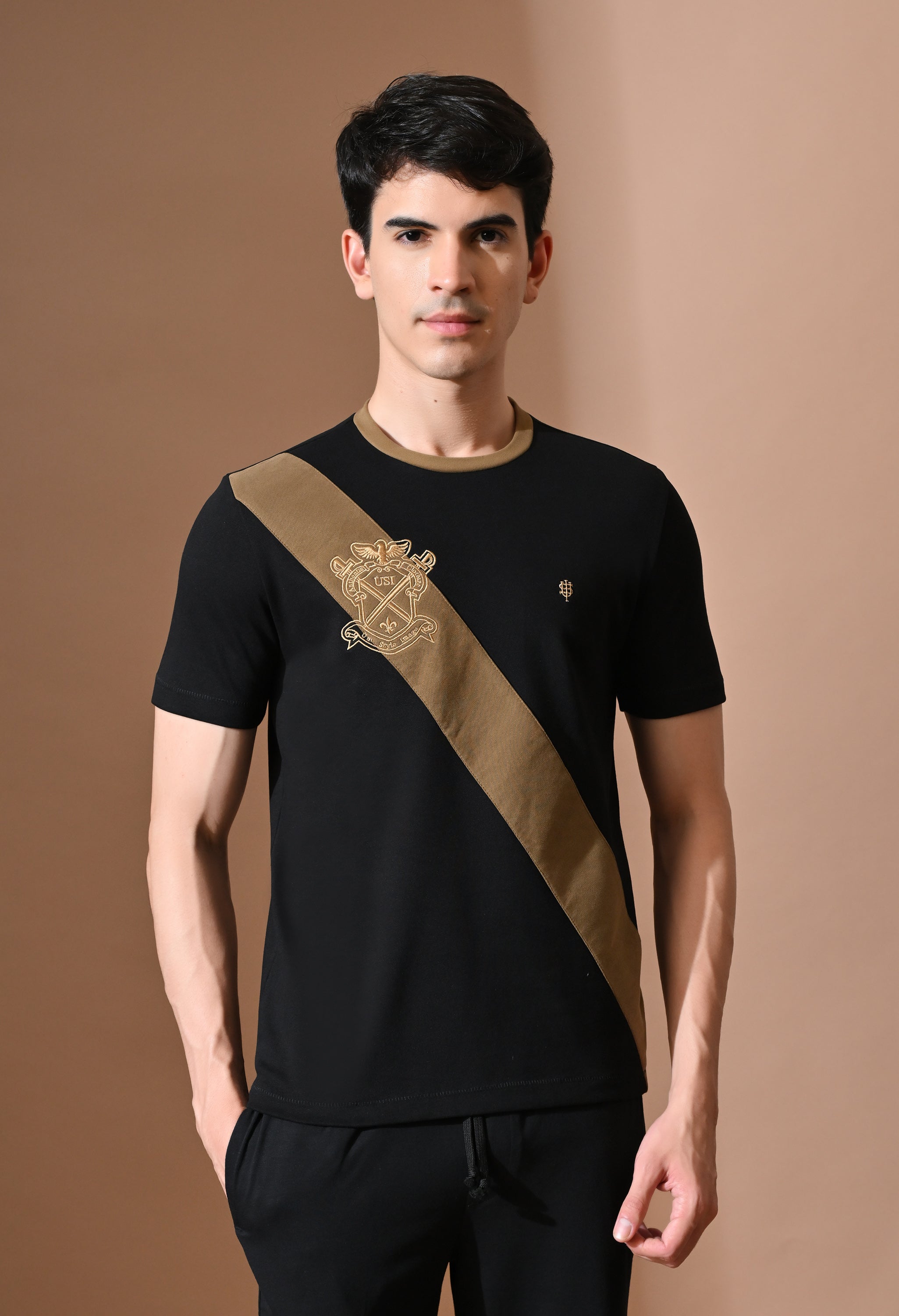Terry Diagonal Striped T-shirt | High quality Cotton Terry