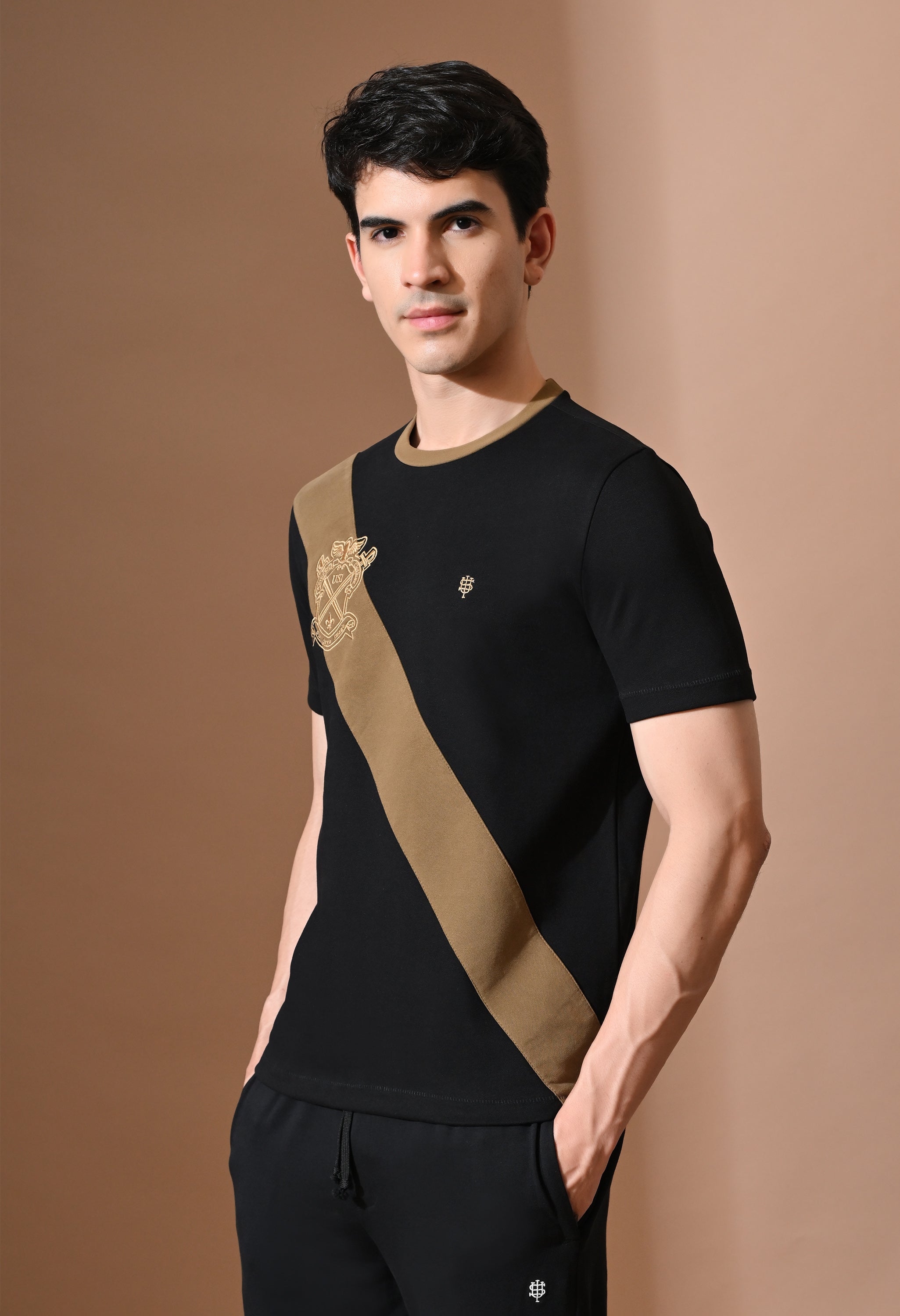 Terry Diagonal Striped T-shirt | High quality Cotton Terry
