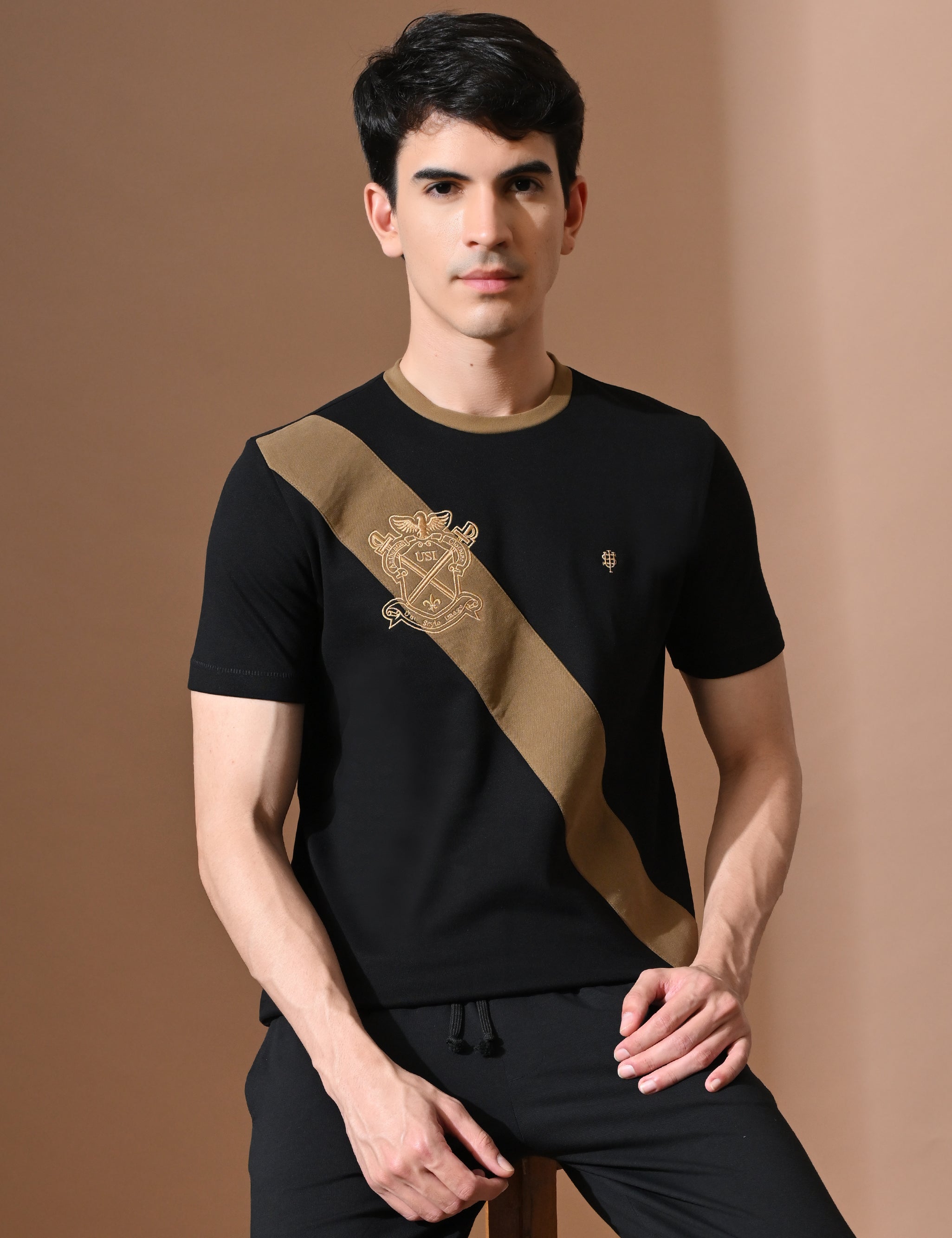 Terry Diagonal Striped T-shirt | High quality Cotton Terry