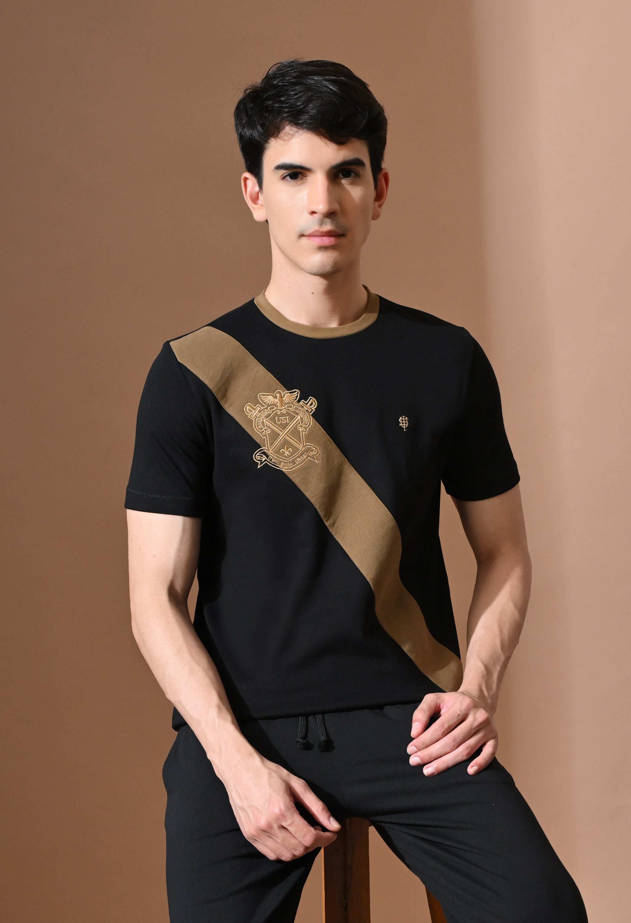 Terry Diagonal Striped T-shirt | High quality Cotton Terry