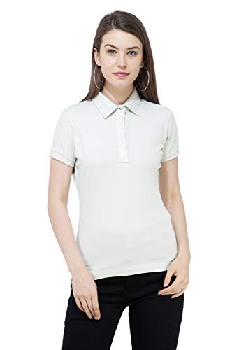 USI Uni Style Image | Regular Fit | Polycotton Polo for Women| Sequin Collar | Half Sleeves with Loop | Sustainable | Durable | Stylish | 50 wear Tested |Mint Green